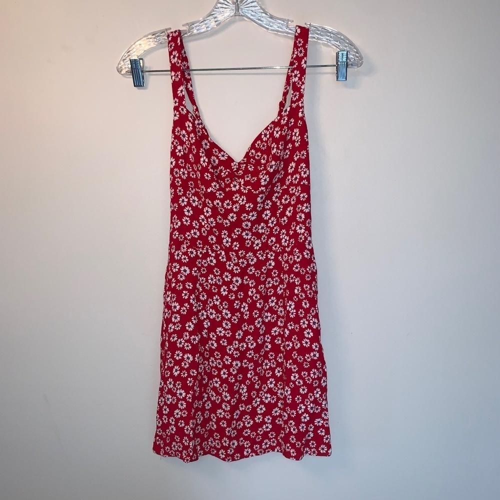 Reformation Baldwin Dress Red Daisy Print Mini Dress 4 - Picture 6 of 14